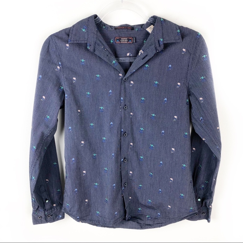 Scotch Shrunk- Scotch & Soda designer- Stargazer at Night button down size: 12